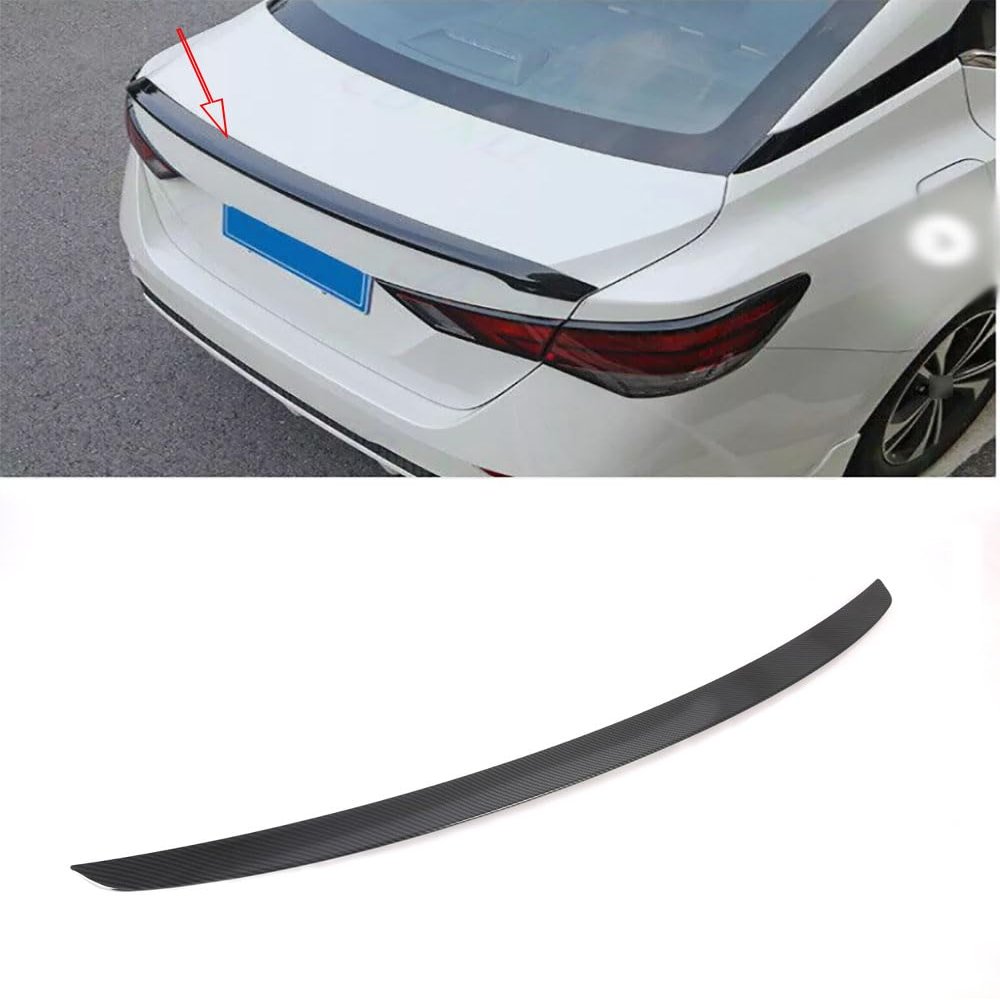 ANUNFRRE Car Accessories Fit for Nissan Sentra Sylphy 2020-23 ABS Carbon Fiber Rear Trunk Spoiler Wing Flap Strip Trim 1PCS Set
