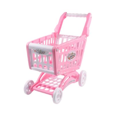 Simhoa Pink Toy Shopping Cart, Kids Pretend Grocery Play Trolley with Rolling Wheels, 17.3 x 9.4 x 20.1 in for Supermarket Role Play