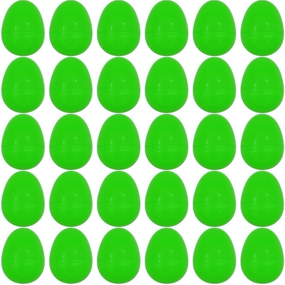 GCQJOQ 30 Pieces Easter Plastic Eggs, Fillable Empty Eggs for Easter Basket Stuffers and Party Favors (Green)