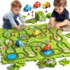 JUKUDAHU 64 Pieces Puzzle Race Track Car Set Toys for 3 4 5 6 Year Old Boys - Puzzle Tracks Car Toys for Kids Ages 3-5 with 3 Sliding Toy Cars, City-Themed, Birthday Gifts for Toddlers 1-3 2-4 4-6 view 1