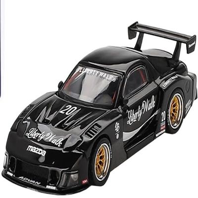 1:64 Scale Diecast Model Car Collectibles Compatible with Mini GT LBWK Mazda RX-7 LB-Super Silhouette Liberty Walk Black Limited Edition MGT00785