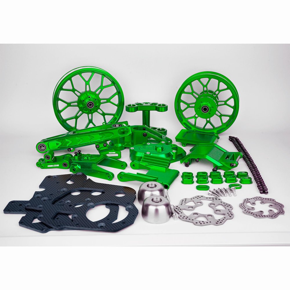 BeaxTurbo CNC Racing Upgrade Parts (Package) for LOSI Promoto MX 1/4 Motorcycle (Green)