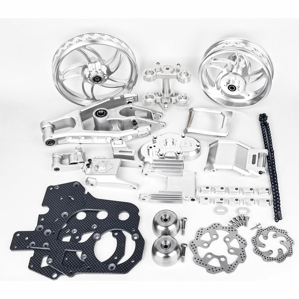 BeaxTurbo CNC Racing Upgrade Parts (Package) for LOSI Promoto MX 1/4 Motorcycle (Silver)