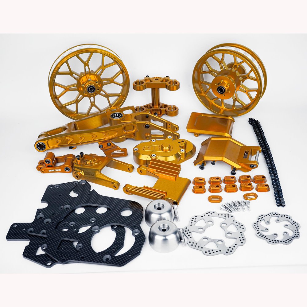 BeaxTurbo CNC Racing Upgrade Parts (Package) for LOSI Promoto MX 1/4 Motorcycle (Gold)