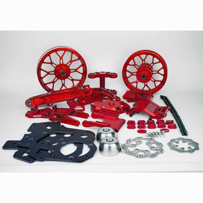BeaxTurbo CNC Racing Upgrade Parts (Package) for LOSI Promoto MX 1/4 Motorcycle (red)