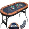 SereneLife 8 Player Foldable Poker Table, 71 inch Portable Casino Table for Texas Holdem w/Cushioned Rail & Cup Holders, Folding Game & Card Table view 1