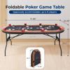 SereneLife 8 Player Foldable Poker Table, 71 inch Portable Casino Table for Texas Holdem w/Cushioned Rail & Cup Holders, Folding Game & Card Table view 2