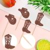24 PCS Cowboy Cupcake Toppers Glitter Cowboy Hats Boots Cupcake Picks Cowboy Party Cupcake Decorations for Western Theme Baby Shower Boys Birthday Party Cake Decorations Supplies Brown view 3