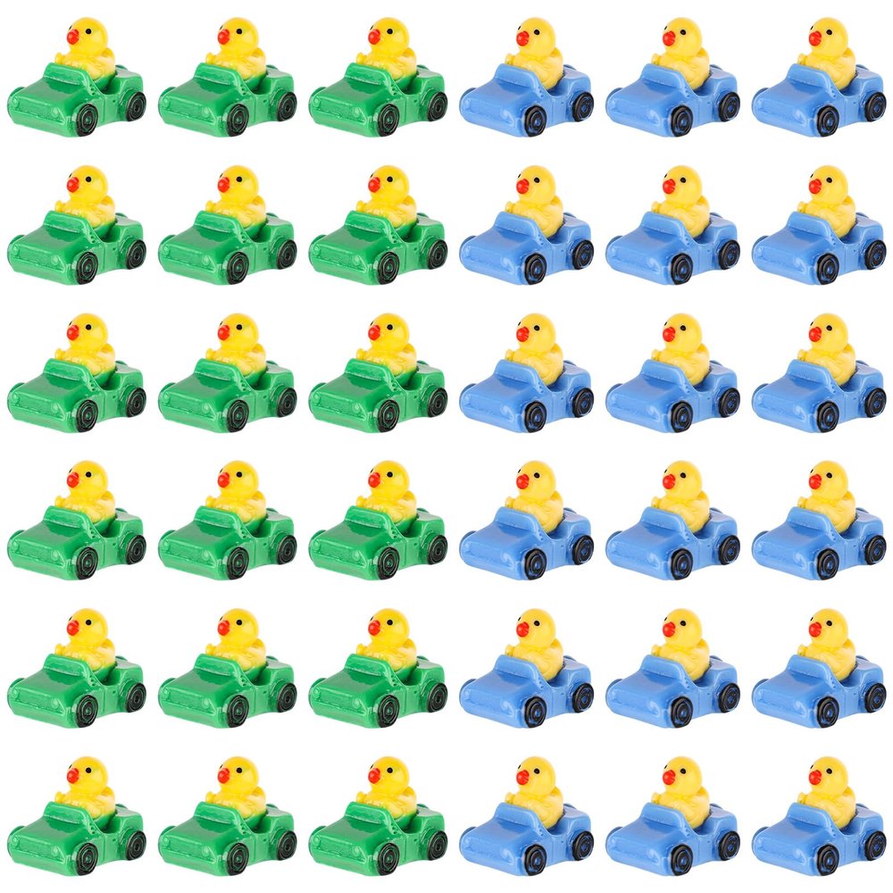 36pcs Resin Ducks in a Car Miniature, Small Figurines Ducks Car Dashboard Decor Mini Car Ducks Tiny Garden Decor Unique Resin Ducks for Home Garden Car Office Decor(Pink, Orange, Green)