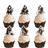 18pcs Glitter Soldier Dessert Cupcake Topper Medieval Knights Medieval Theme Decor Supplies Men Boys Happy Birthday Party Decorations view 1