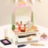 PairPear Wooden Vanity Playset for Kids, Pretend Play Toddler Makeup Toy Beauty Salon Kit with Rotatable Mirror, 19Pcs Solid Wood Beauty Toy Makeup Accessories Gift for Little Girls Age 3+ view 1