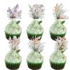 18pcs Glitter Dessert Cupcake Topper Nature Flowers Plants Garden Theme Decor Supplies Woman Lady Girls Happy Birthday Party Decorations view 1
