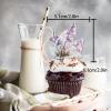 18pcs Glitter Dessert Cupcake Topper Nature Flowers Plants Garden Theme Decor Supplies Woman Lady Girls Happy Birthday Party Decorations view 2