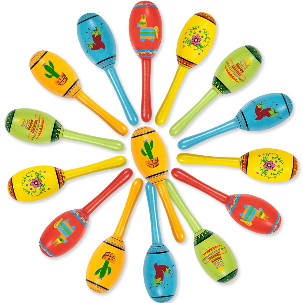 25Pcs Mexican Fiesta Party Favors Mini Wooden Maracas for Kids Mexican Fiesta Themed Birthday Baby Shower Cinco De Mayo Taco Tuesday Party Pinata Goodie Bag Stuffers Class Valentines Exchange Gifts