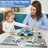 Airplane Toy Car Toy Set Airport Playmat with Helicopter, Truck, Plane, Sign Parking Lot Toy Set with Traffic Signs and Road Accessories Transport Airplane Scene Play Mat for Toddler Age 3+ view 2