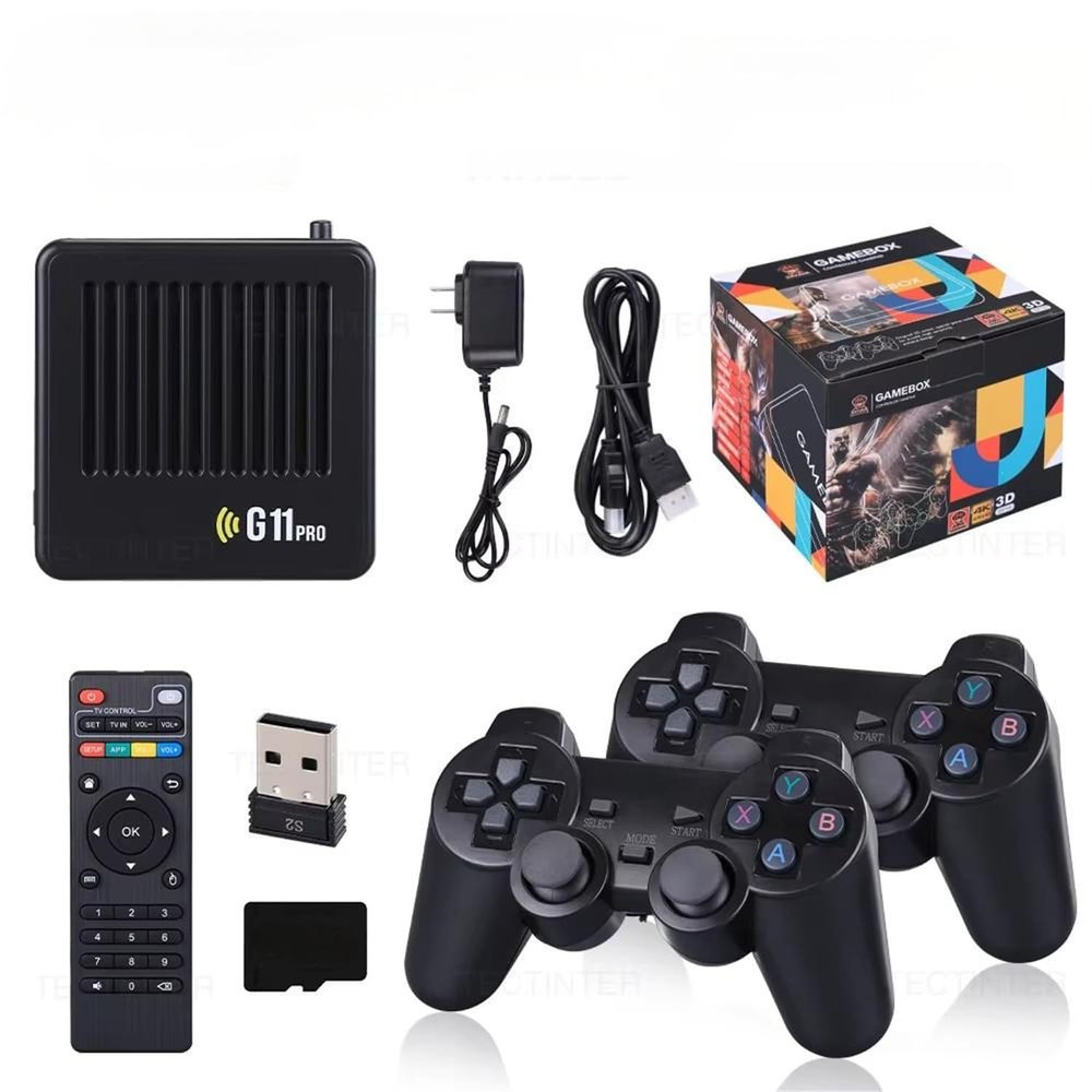 G11 Pro Game Box 4K HD TV Game Stick Video Game Console Built in Retro Games Portable Game Player Wireless Gamepad (128G 40000+Games)