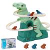 Dinosaur Chasing Race Track Game Set Slide Climb Stairs Toy Roller Coaster Toy with Music Educational Puzzle Playsets Gift for Toddler Kids Boys Girls Age 3 4 5 6 7 8 view 1