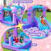 GYMMALL Bounce House for Kids 3-8, Purple Big Inflatable Bouncy Castle with Slide 480W Air Blower Jumping Space Ball Pit Swim Pool Basketball, Indoor Bouncy House for Party Birthday Event Gift view 2