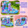 GYMMALL Bounce House for Kids 3-8, Purple Big Inflatable Bouncy Castle with Slide 480W Air Blower Jumping Space Ball Pit Swim Pool Basketball, Indoor Bouncy House for Party Birthday Event Gift view 3