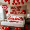 16 Inches Red 'WILL YOU BE MY GIRLFRIEND' Confession Letter Balloons with Heart-Shape, lips, love Foil Balloons and Rose Petals for Romantic Special Night Decorations and Valentines Day view 1