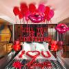 16 Inches Red 'WILL YOU BE MY GIRLFRIEND' Confession Letter Balloons with Heart-Shape, lips, love Foil Balloons and Rose Petals for Romantic Special Night Decorations and Valentines Day view 3