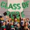 KALOR 16 Inch Green Class of 2026 Banner Balloons, Green Graduation Letters Sign, Grad Foil Letter Number Balloons for Graduation Party Decorations view 3