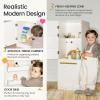 Tiny Land Wooden Toy Fridge with Spacious Storage, Realistic Play Kitchen Refrigerator for Kids Pretend Play with Three Freezer Magnets view 2