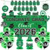 2026 Graduation Decorations Set- Class of 2026 Grad Party Decorations, Congrats Grad Banner, Backdrop, Grad Hanging Swirl, Balloons and Honeycomb Table Toppers, Graduation Party Supplies view 1