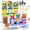 RGBDOT Kids Gardening Set Paint and Plant Stoneware Flower Growing Kit with 6 Pots and Gardening Tools Arts and Crafts for Kids Ages 8-12 Best Childrens Day Gift for Girls Boys Ages 5 6 7 8 9 10 view 1