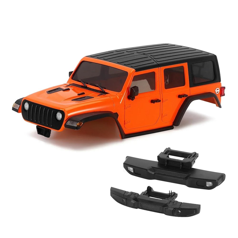for TRX4M for Bronco for Defender for Chassis 1/18 RC Crawler 6.10in Wheelbase ABS Hardtop Body Kit with Front Rear Bumpers RC Upgrade Accessories(Orange)