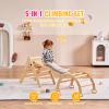 Happybuy 5-in-1 Toddler Climbing Set, Montessori Pikler Triangle, Ramp & Arch, Medium Wooden Playground for 1-3 Years, Indoor Climbing Gym, Wood Color view 2