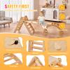 Happybuy 5-in-1 Toddler Climbing Set, Montessori Pikler Triangle, Ramp & Arch, Medium Wooden Playground for 1-3 Years, Indoor Climbing Gym, Wood Color view 4