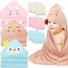 12 PCS Hooded Baby Towels, Soft Baby Towels, Absorbent Baby Bath Towels, 3 PCS Baby Towels, and 9 PCS Baby Washcloths for Newborns, Toddlers, and Kids, 32x32 in Baby Towels with Hood for Boy and Girl view 1