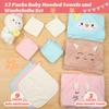 12 PCS Hooded Baby Towels, Soft Baby Towels, Absorbent Baby Bath Towels, 3 PCS Baby Towels, and 9 PCS Baby Washcloths for Newborns, Toddlers, and Kids, 32x32 in Baby Towels with Hood for Boy and Girl view 2