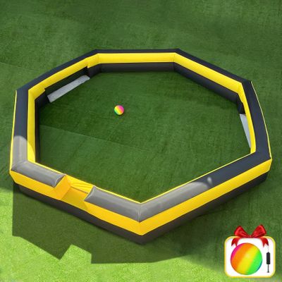 17FT Gaga Ball Pit Portable with Soccer Goals,Inflatable Gaga Ball Pit with Blower for Indoor Outdoor School Family Activities Giant Inflatable Sport Games