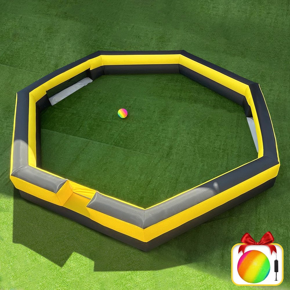 17FT Gaga Ball Pit Portable with Soccer Goals,Inflatable Gaga Ball Pit with Blower for Indoor Outdoor School Family Activities Giant Inflatable Sport Games