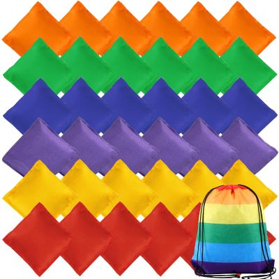 ailixinda 36 Pack Bean Bags for Tossing,Mini Colorful Cornhole Bean Bags,Nylon Bean Bag Hand Toss Games for Kids,Tossing Beanbags Toy with Carry Bag,Outdoor Yard Family Games Carnival Toy,2.7 x 2.7