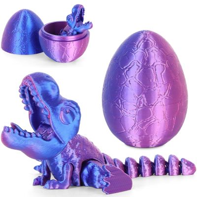 3D Printed Dragon Kids Dinosaur Toys 3D Printed Fidget Toys, Articulated Dragon Egg, 3D Dragon, Home Office Decor Executive Desk Toy 3D Printed Dragon Eggs with Dragon Inside (Rose - Blue)