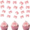 20 Pcs Bowknot Cupcake Toppers Glitter Pink Bow Cake Picks Bridal Engagement Wedding Baby Shower Birthday Party Theme Decoration Supplies (pink-1) view 1