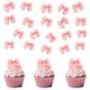 20 Pcs Bowknot Cupcake Toppers Glitter Pink Bow Cake Picks Bridal Engagement Wedding Baby Shower Birthday Party Theme Decoration Supplies (pink-1) view 3