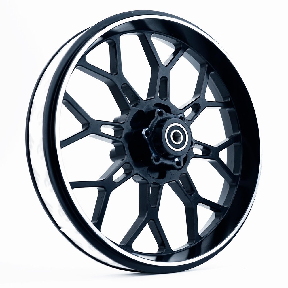 BeaxTurbo Racing Upgrade parts CNC Aluminum Front wheel hub-Blue Rocket design for losi promoto mx 1/4 (black)