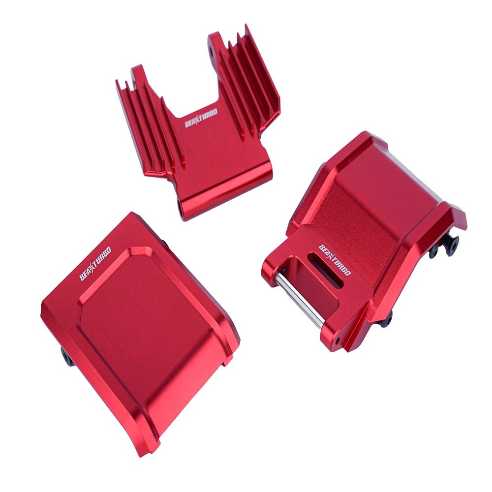 BeaxTurbo Racing Upgrade Parts CNC Aluminum 7075 Crash Structure/Pull Rod Knuckle/Skid PLT for losi pro Moto mx 1/4 (red)