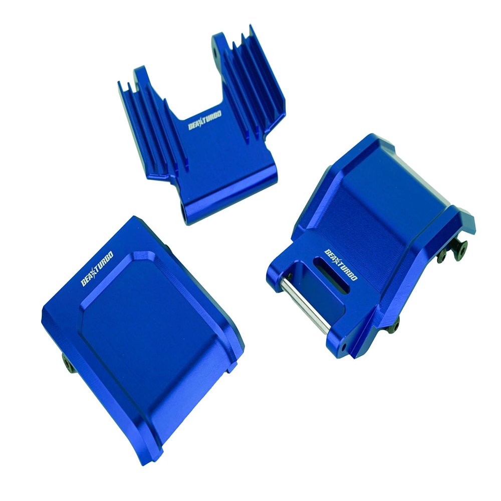 BeaxTurbo Racing Upgrade Parts CNC Aluminum 7075 Crash Structure/Pull Rod Knuckle/Skid PLT for losi pro Moto mx 1/4 (Blue)