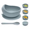 Qyeejong Silicone Suction Bowls for Baby Toddler - BPA Free Silicone Bowl and Spoon Set for Baby Led Weaning & Self Feeding - Toddler Sticky Dishes, Microwave & Dishwasher Safe view 1