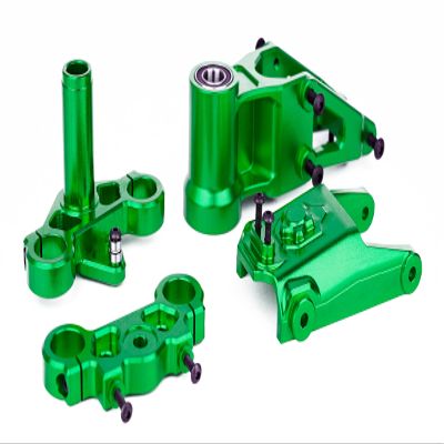 BeaxTurbo Racing Upgrade Parts CNC Aluminum7075 Front Bulkhead&Triple Clamp Set for LOSI Promoto MX 1/4 (Green)