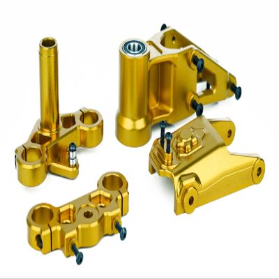 BeaxTurbo Racing Upgrade Parts CNC Aluminum7075 Front Bulkhead&Triple Clamp Set for LOSI Promoto MX 1/4 (Gold)