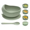 Qyeejong Silicone Suction Bowls for Baby Toddler - BPA Free Silicone Bowl and Spoon Set for Baby Led Weaning & Self Feeding - Toddler Sticky Dishes, Microwave & Dishwasher Safe view 1