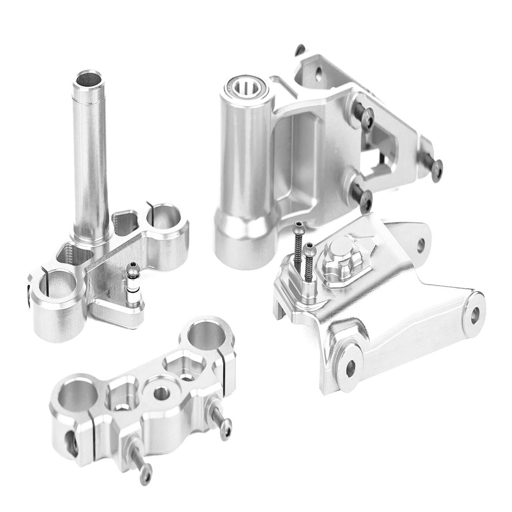 BeaxTurbo Racing Upgrade Parts CNC Aluminum7075 Front Bulkhead&Triple Clamp Set for LOSI Promoto MX 1/4 (Silver)