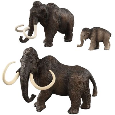 Wanaooya 3PCS Mammoth Family Toys,Realistic Figurines Mammoth,Ancient Elephant Animals Model, Prehistoric Figurines Educational Toys Desktop Decoration Christmas Ornaments Ideal Gift