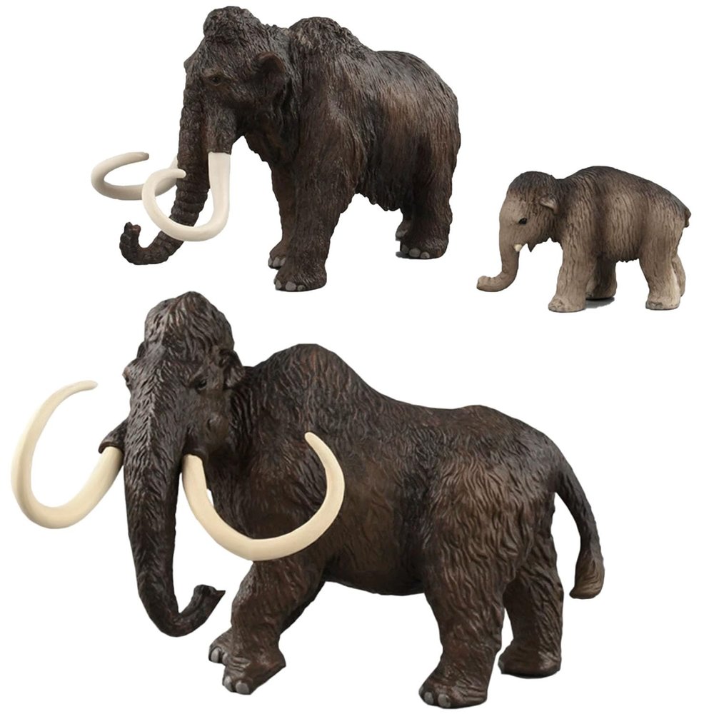 Wanaooya 3PCS Mammoth Family Toys,Realistic Figurines Mammoth,Ancient Elephant Animals Model, Prehistoric Figurines Educational Toys Desktop Decoration Christmas Ornaments Ideal Gift